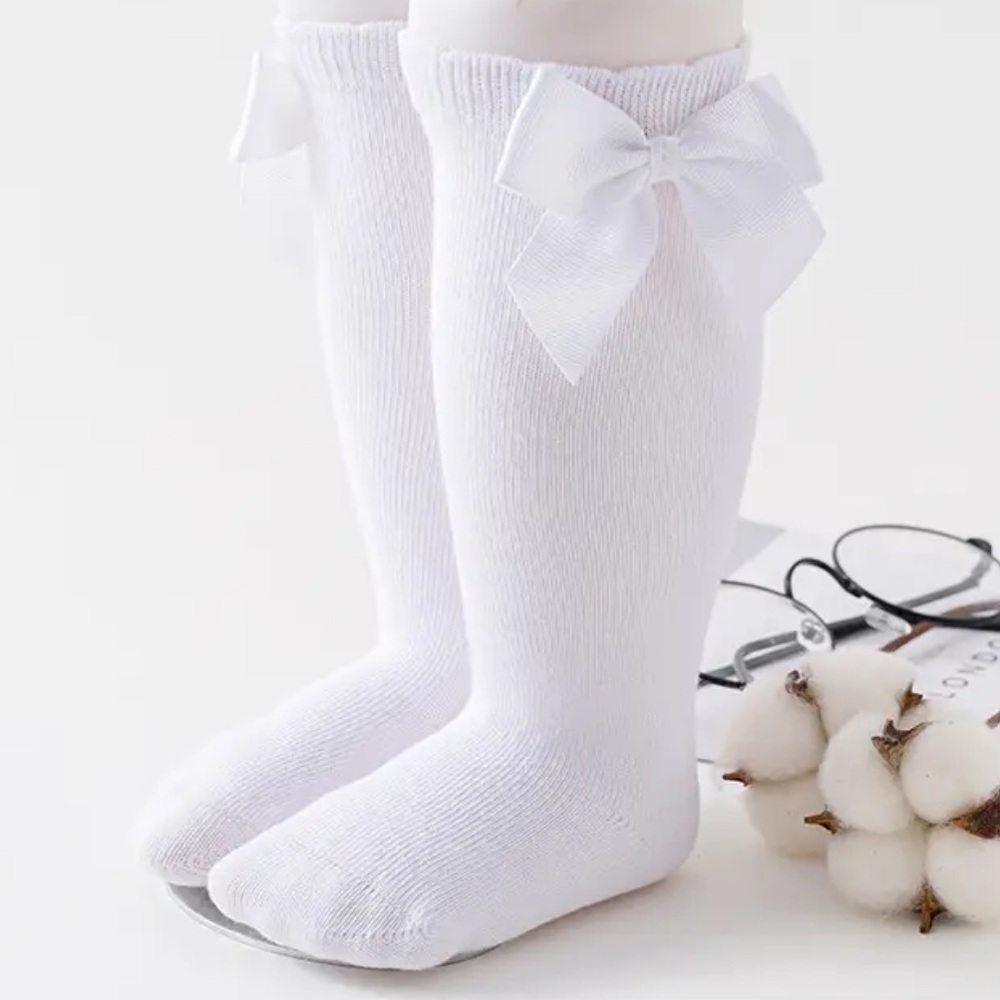 New Solid Knee High Socks With‎ Bows